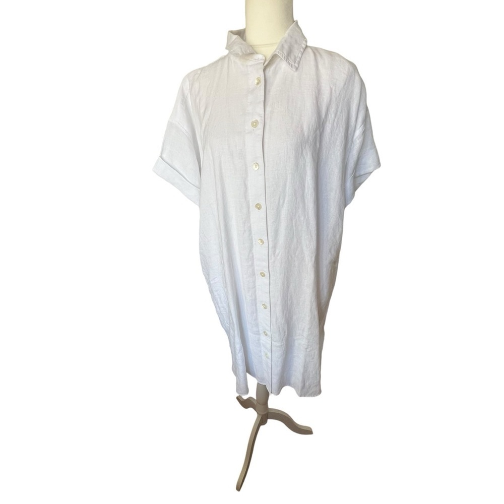 J.Crew Capitaine Shirtdress in Linen in White Color Size Large - Picture 5 of 14